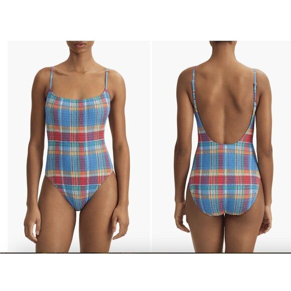 New $175 Polo Ralph Lauren Kennedy Smocked One-Piece Swimsuit Size XL (16-18) - Picture 1 of 6